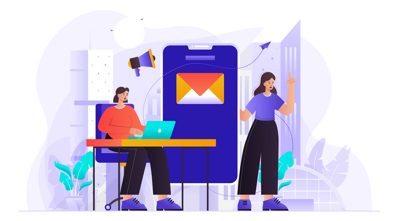 Email Marketing Team Illustration