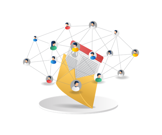Email marketing team network Illustration