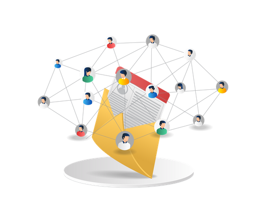 Email marketing team network  Illustration