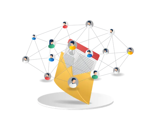 Email marketing team network  Illustration