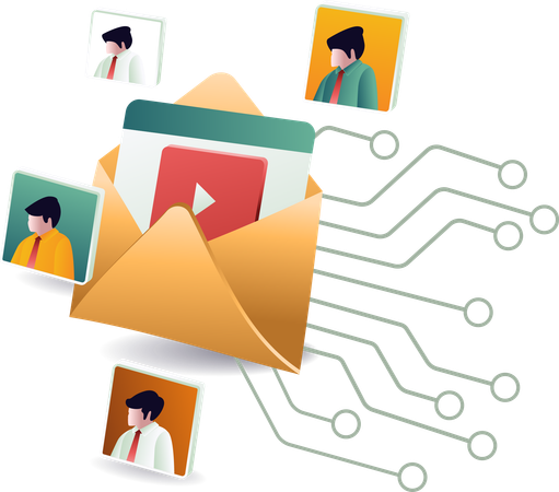 Email marketing team transaction network  Illustration