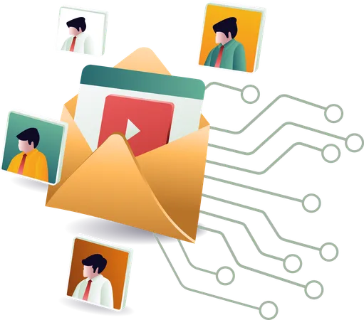 Email marketing team transaction network  Illustration