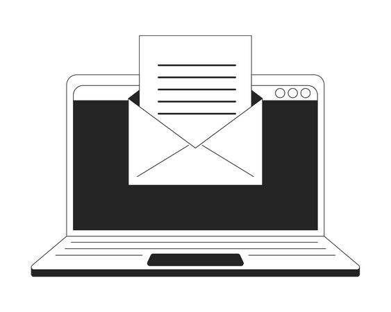 E-mail no laptop  Ilustração
