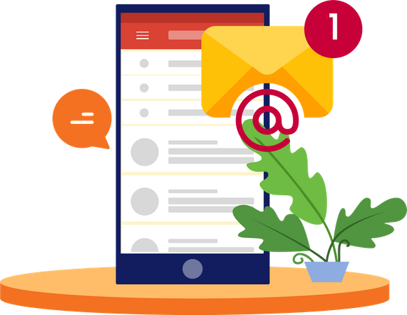 Notificações móveis por e-mail  Ilustração