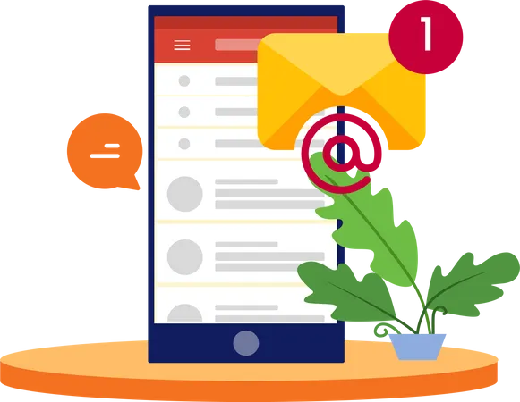 Notificações móveis por e-mail  Ilustração