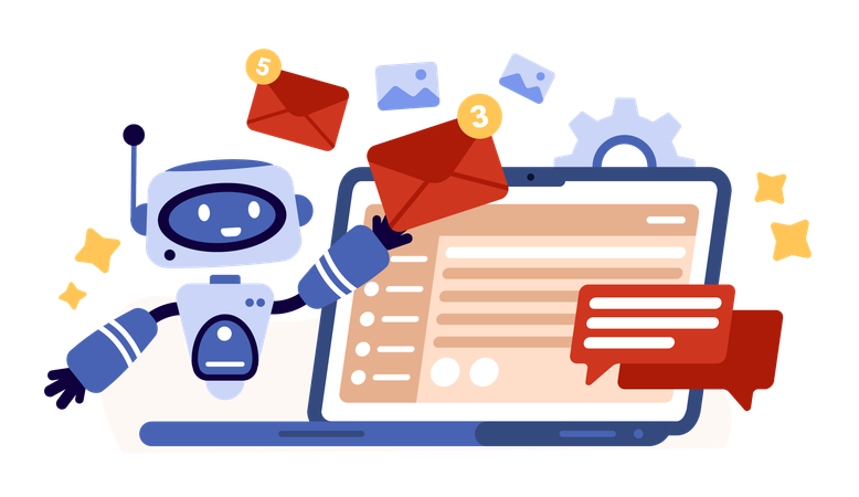 Email notification with AI service  Illustration