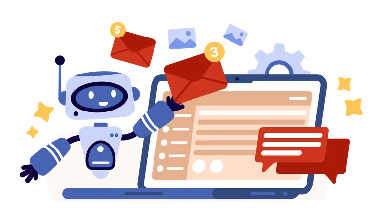 Email notification with AI service  Illustration