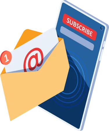 Email Notification with Subscribe Button on Smartphone Screen Illustration