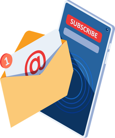 Email Notification with Subscribe Button on Smartphone Screen  Illustration