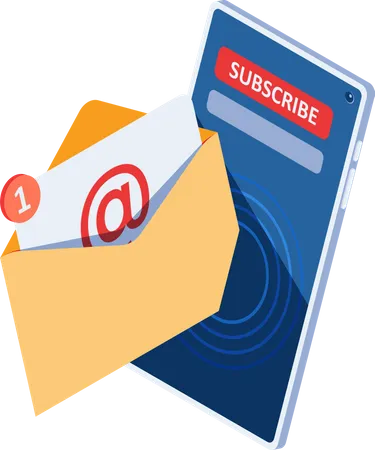 Email Notification with Subscribe Button on Smartphone Screen  Illustration