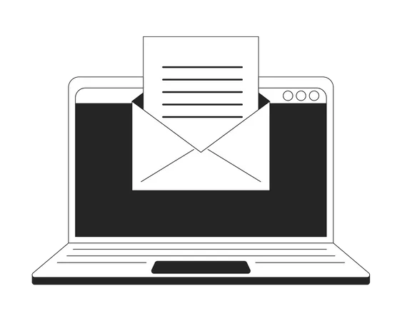 Email on laptop  Illustration