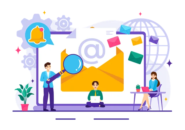 Email Service Vector Illustration With File Correspondence Delivery Electronic Mail Message And Business Marketing In Flat Cartoon Background Illustration