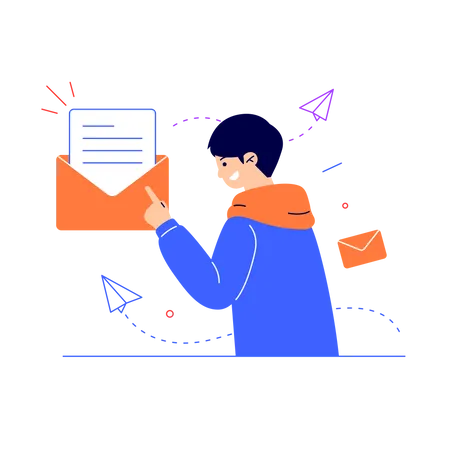 Email Service Modern Flat Concept For Web Banner Design Man Send Letter With Illustration Illustration