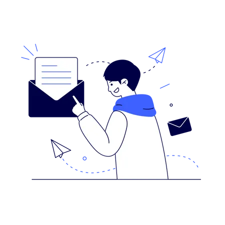 Email Service Modern Flat Concept For Web Banner Design Man Send Letter With Illustration Illustration
