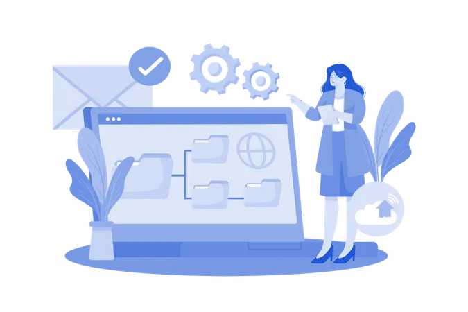 Email service allows users to create and manage folders for organization  Illustration