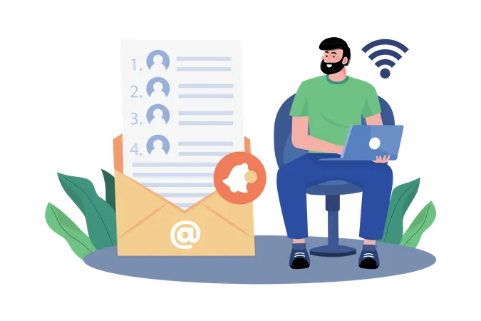 Email service enables users to create and manage contact lists  Illustration