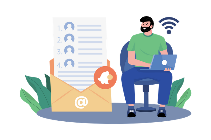 Email service enables users to create and manage contact lists  Illustration