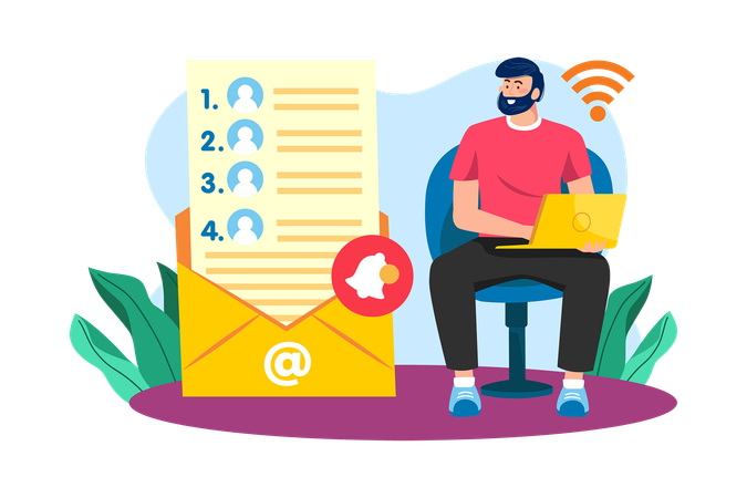 Email service enables users to create and manage contact lists  Illustration