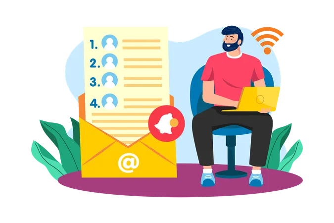 Email service enables users to create and manage contact lists  Illustration