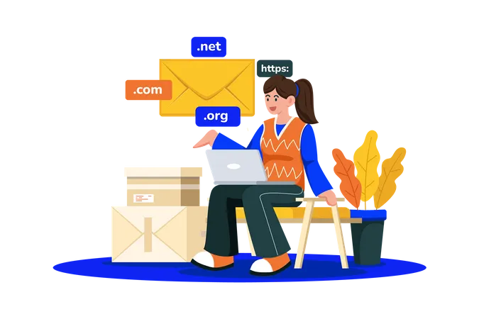 Email service offers customizable domains for businesses  Illustration