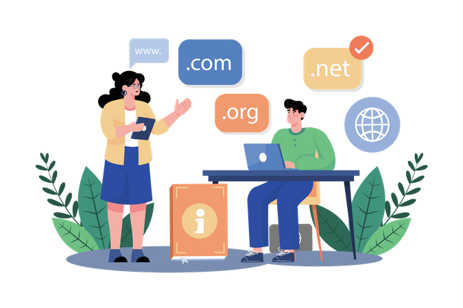 Email service providers offer customizable email domains for businesses  일러스트레이션