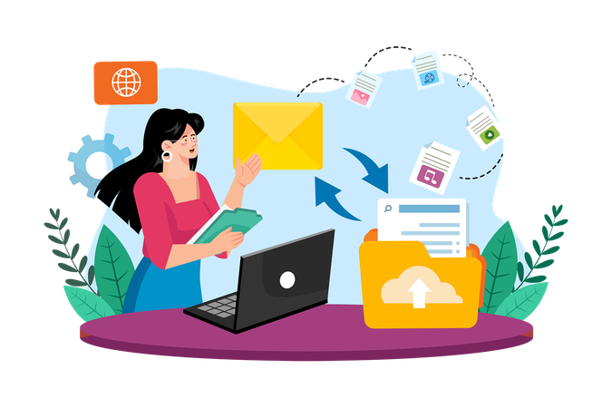 Email service providers offer large storage capacity for email data  Illustration