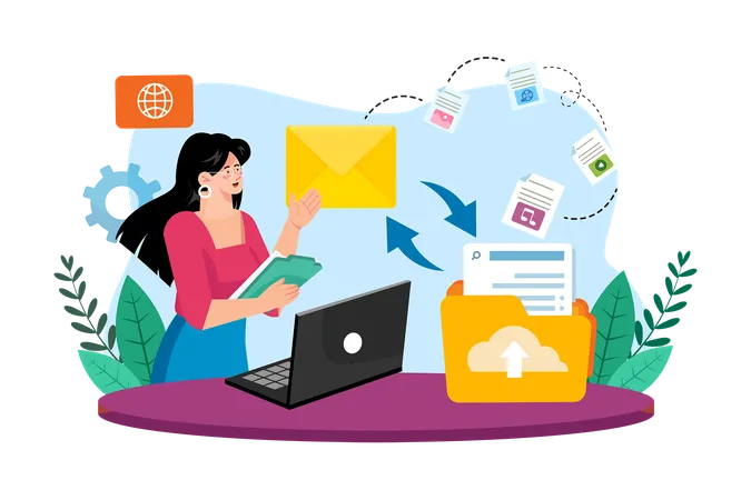 Email service providers offer large storage capacity for email data  Illustration