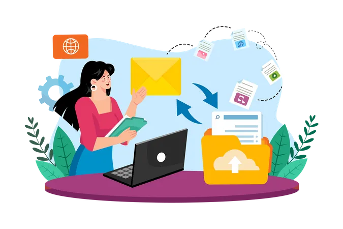 Email service providers offer large storage capacity for email data  Illustration