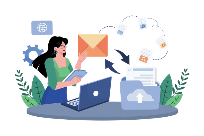 Email service providers offer large storage capacity for email data  Illustration