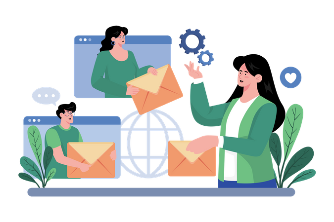 Email service supports the integration of third-party email clients  Illustration