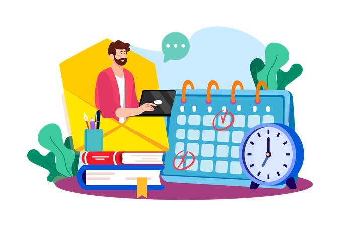 Email service supports the synchronization of calendars and schedules  Illustration