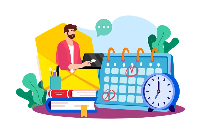 Email service supports the synchronization of calendars and schedules  Illustration