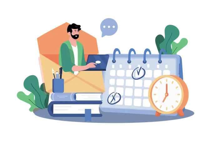 Email service supports the synchronization of calendars and schedules  Illustration