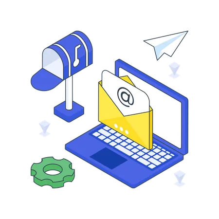 Email Services using laptop  Illustration