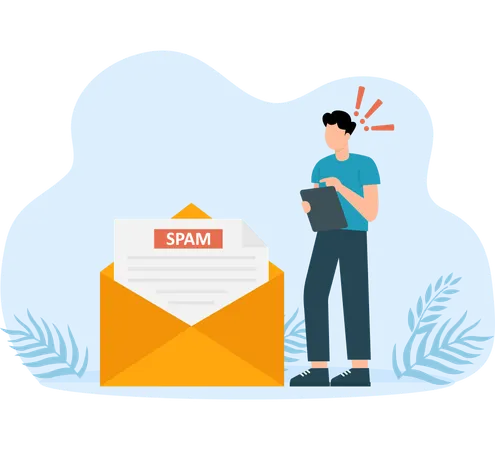 Email spam and huge envelope  Illustration