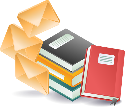 Email with educational technology symbol book  Illustration