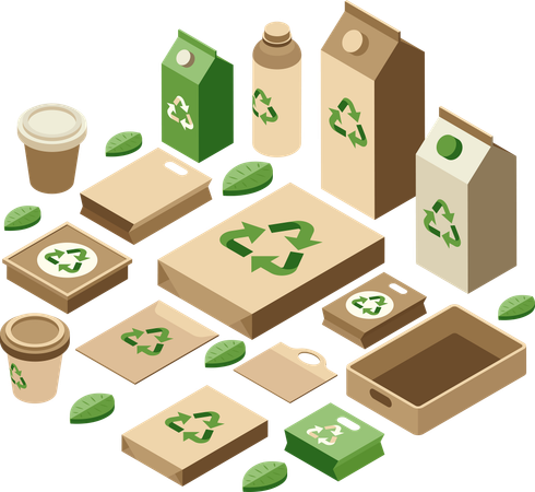 Embalagem ecológica e embalagem de produto sustentável  Ilustração