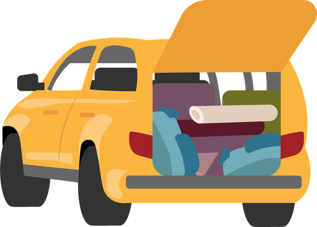 Embalaje de coche para acampar  Ilustración