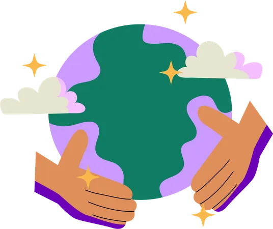 Featuring Hands Gently Holding The Earth This Illustration Symbolizes The Global Commitment To Environmental Care And The Collective Effort To Protect Our Planet イラスト