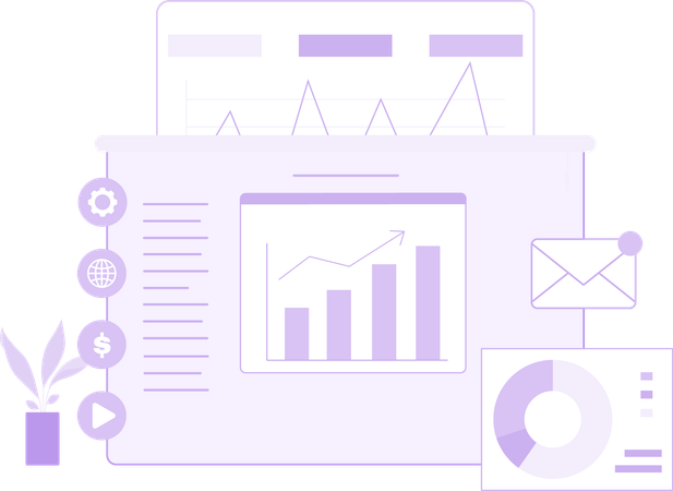 Embudo de ventas empresarial con datos de crecimiento  Ilustración