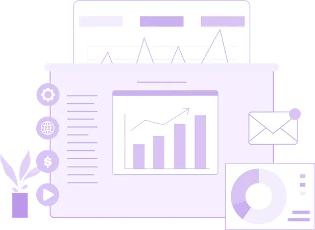 Embudo de ventas empresarial con datos de crecimiento  Ilustración