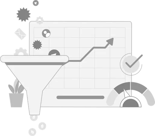 Embudo de ventas empresarial con datos de crecimiento  Ilustración