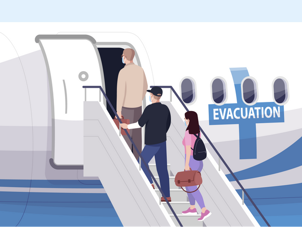 Emergency aeroplane evacuation Illustration