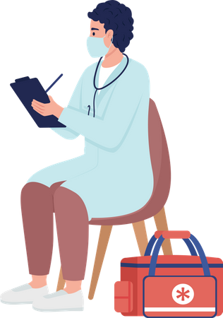 Emergency doctor examining patient  Illustration