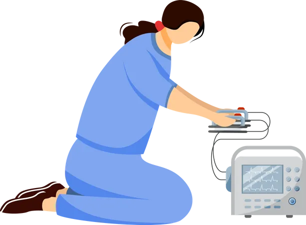 Emergency doctor with defibrillator  Illustration