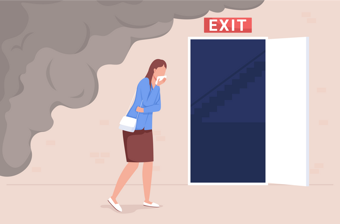 Emergency fire evacuation exit Illustration