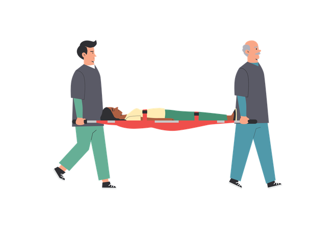 Emergency rescue team transporting patient on stretcher  Illustration