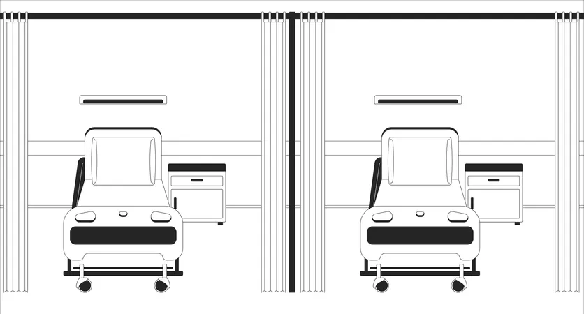 病院のベッドが空いている救急室  イラスト