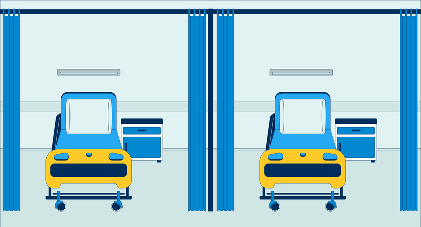 Emergency room with empty hospital beds  Illustration