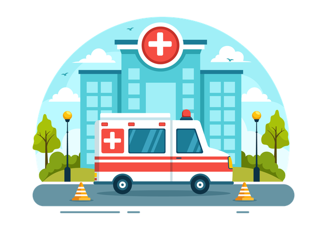 Emergency Service by ambulance  Illustration